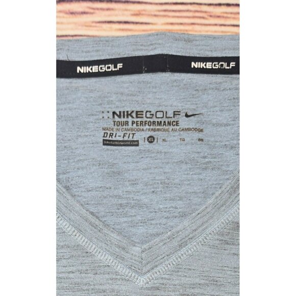 Nike Golf Dri-Fit Mens Gray Long Sleeve V-Neck Shirt XL - Picture 4 of 8